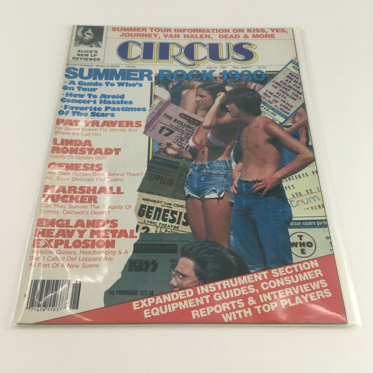 Circus Magazine June 24 1980 Cover in Plastic Sleeve, Featuring Highlights of Summer Rock 1980 with Linda Ronstadt and Marshall Tucker.