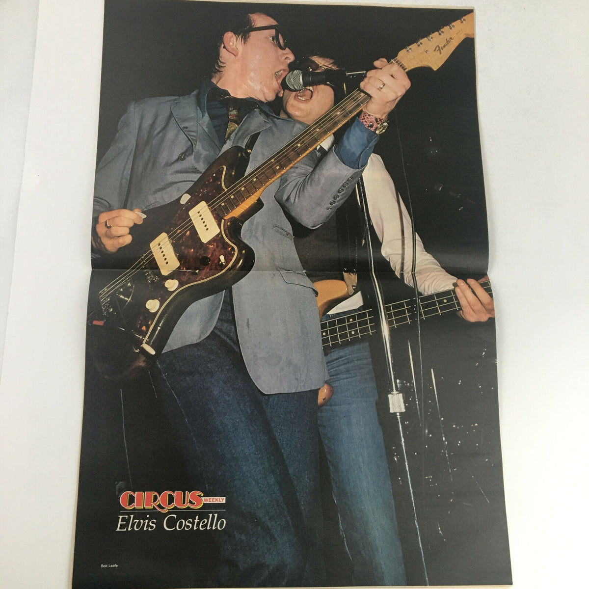 Circus Magazine March 13 1979 interior poster featuring Elvis Costello performing live, showcasing the vibrant music scene.