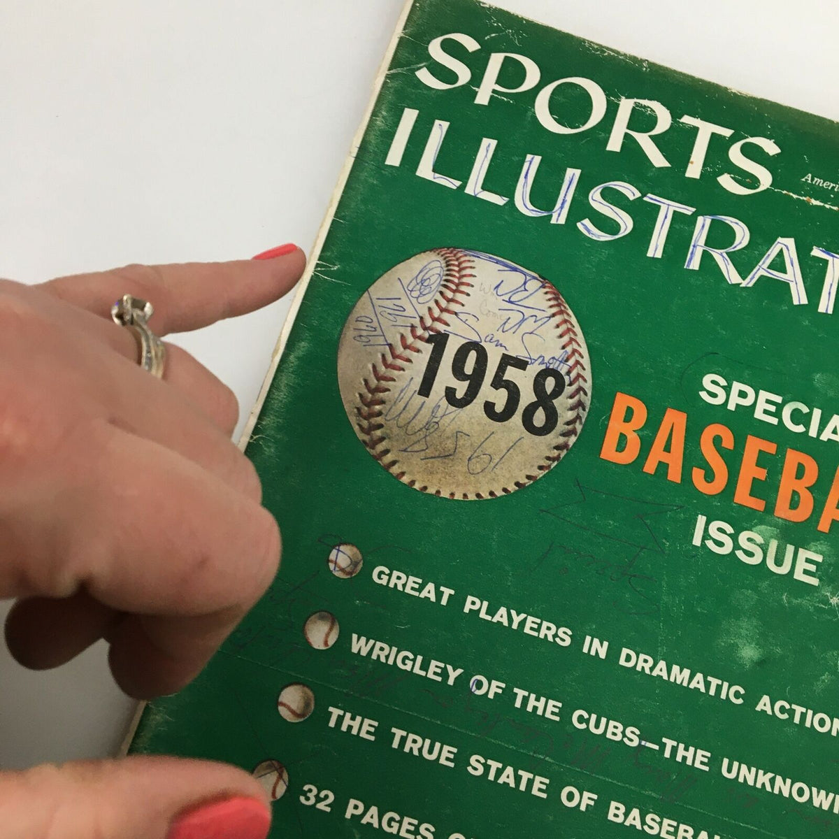 VTG Sports Illustrated Magazine April 14 1958 showing the cover with the year 1958 and details about baseball in worn condition.