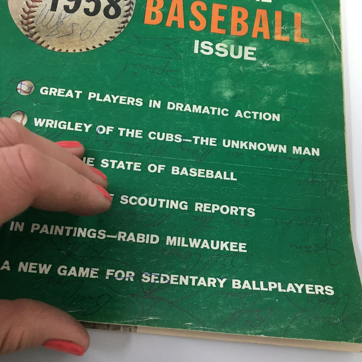 VTG Sports Illustrated Magazine April 14 1958 highlighting the special features on baseball with handwritten notes and a textured cover.