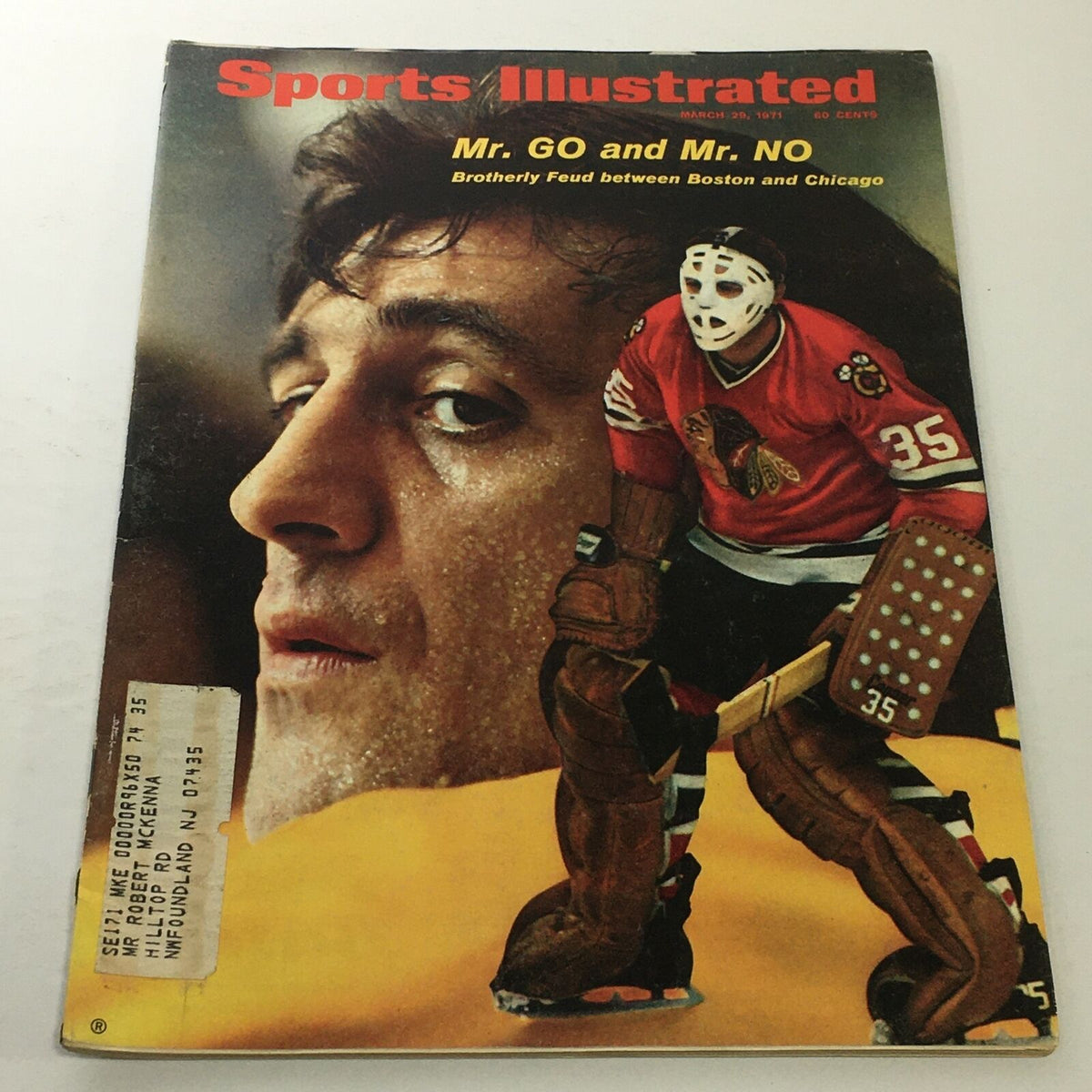 Cover of Sports Illustrated magazine from March 29, 1971, featuring the title 'Mr. Go and Mr. No - Brotherly Feud between Boston and Chicago'.