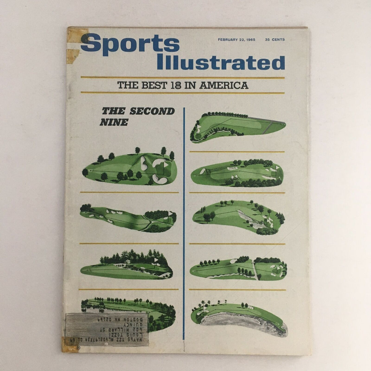 Cover of Sports Illustrated Magazine from February 22, 1965, featuring the title 'The Best 18 in America & The 2nd 9', showcasing illustrations of golf courses.