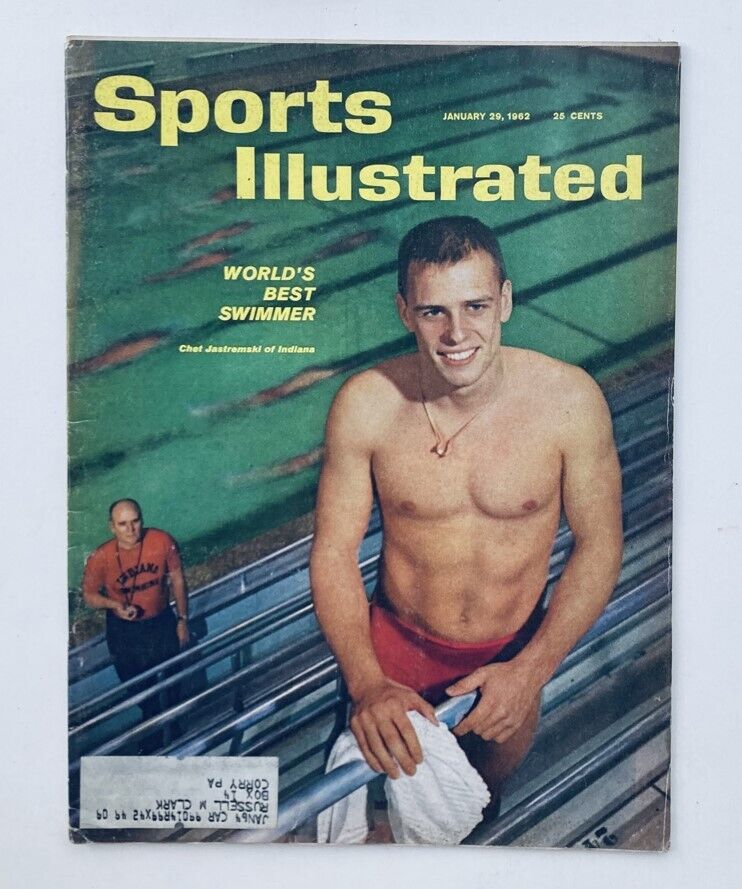 Vintage Sports Illustrated Magazine cover from January 29, 1962, featuring swimmer Chet Jastremski, recognized as the world's best swimmer.
