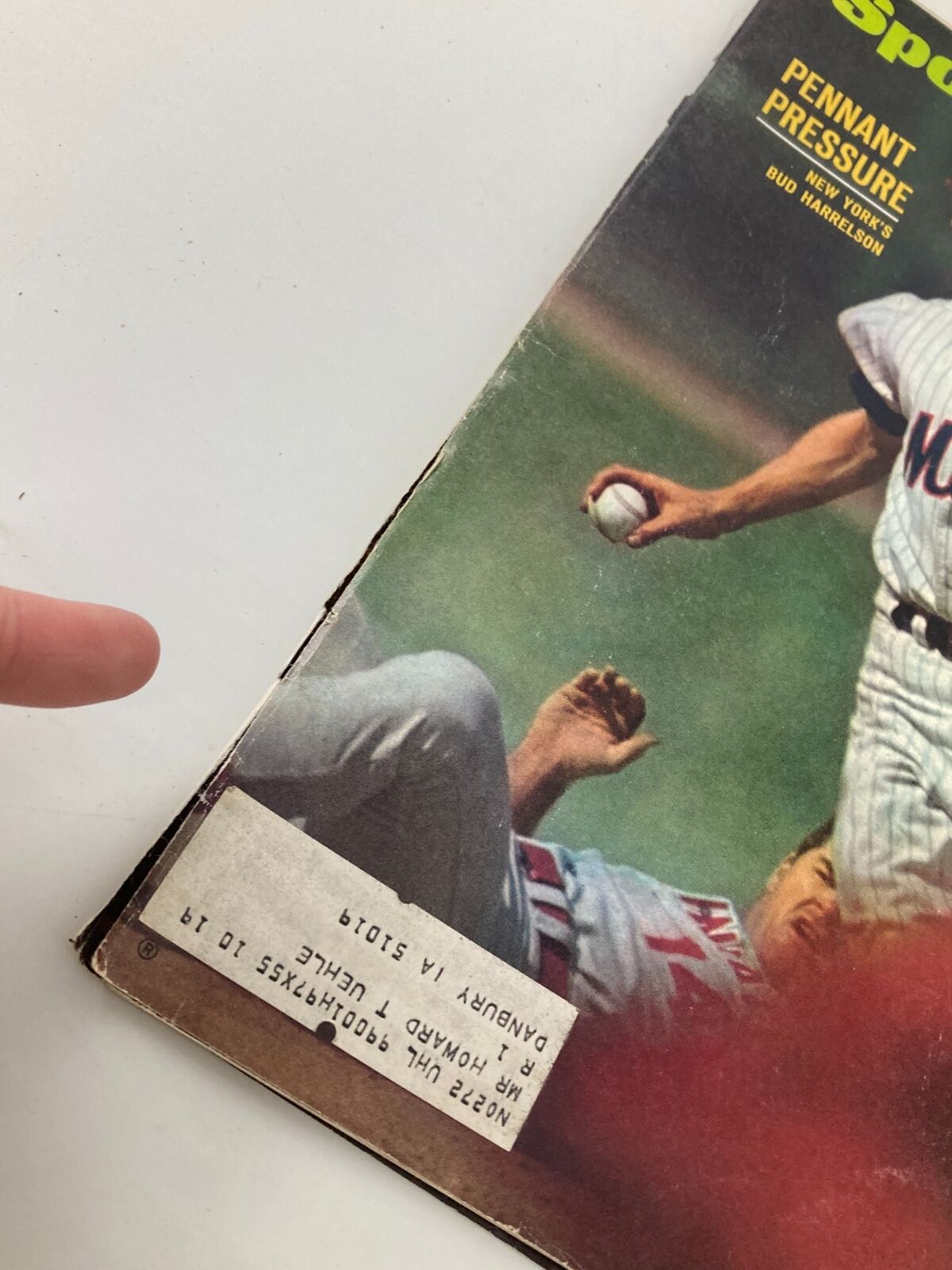 Close-up of the Vintage Sports Illustrated Magazine cover from September 7, 1970, highlighting the title and details related to New York's Bud Harrelson.