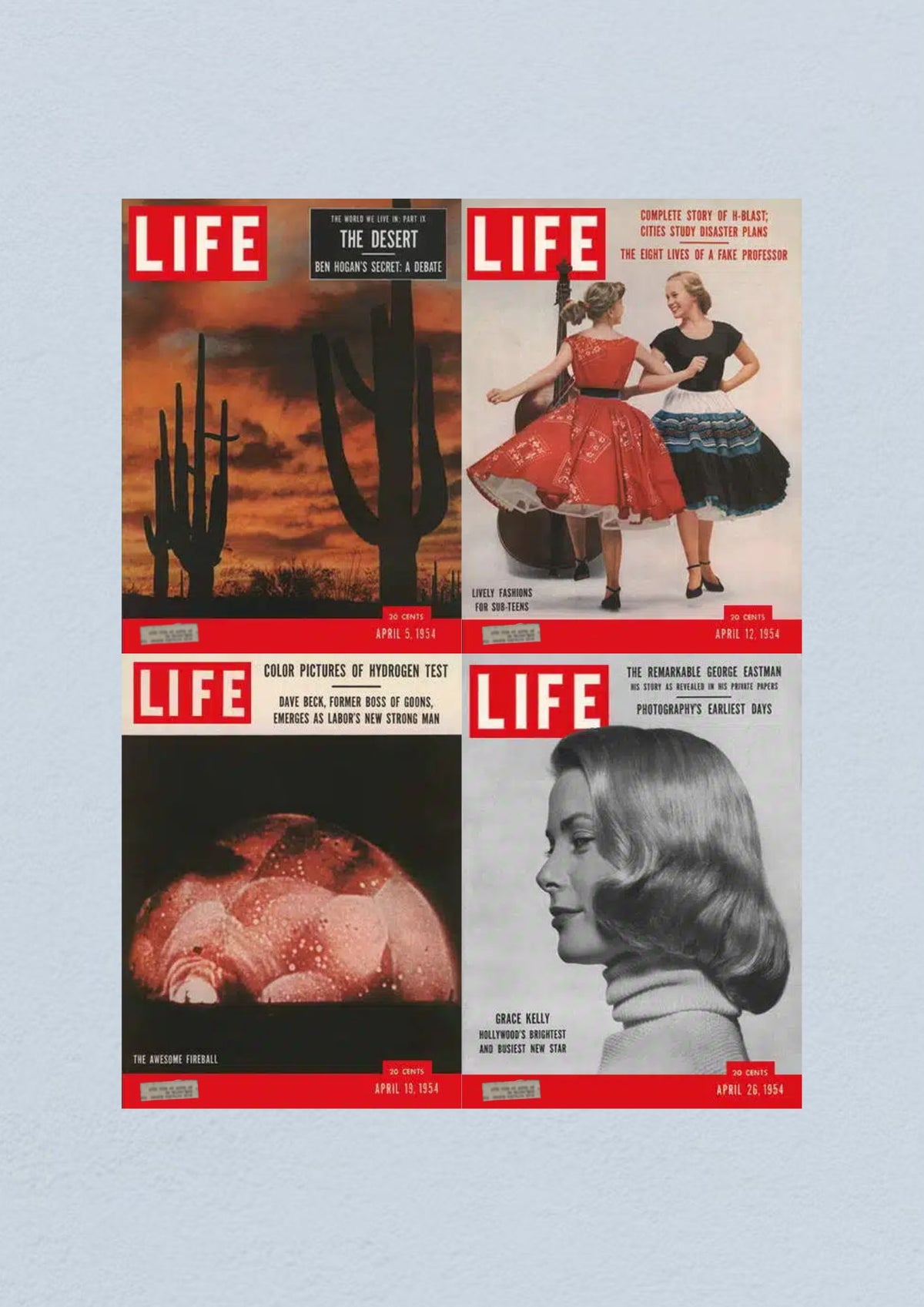 Life Magazine April 26, 1954 cover featuring a profile of Grace Kelly, illustrating Hollywood's brightest star, in a striking representation of culture and glamour in the 1950s.