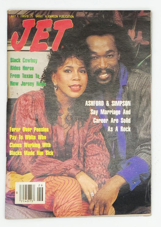 VTG Jet Magazine July 1 1985 featuring Nickolas Ashford and Valerie Simpson on the cover, highlighting their successful marriage and music career, along with articles about cultural topics and events.