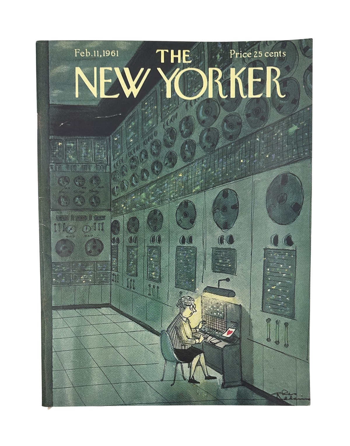 The New Yorker Magazine February 11, 1961 Computer Valentine Charles Addams Cover