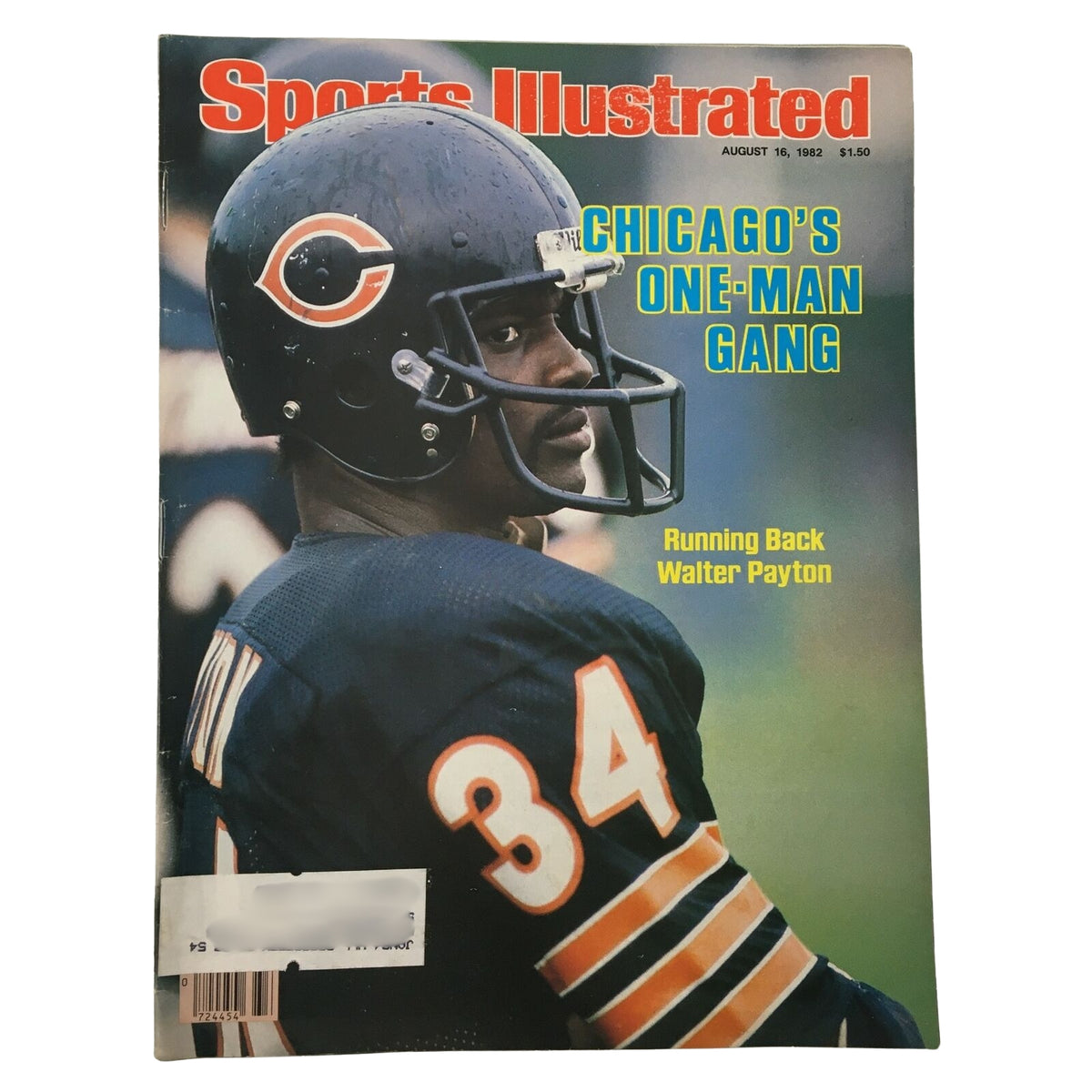 Lot of 6 1980s-1990s Sports Illustrated Magazines, showcasing Walter Payton on the cover of the August 16, 1982 issue. The title reads 'Chicago's One-Man Gang'.