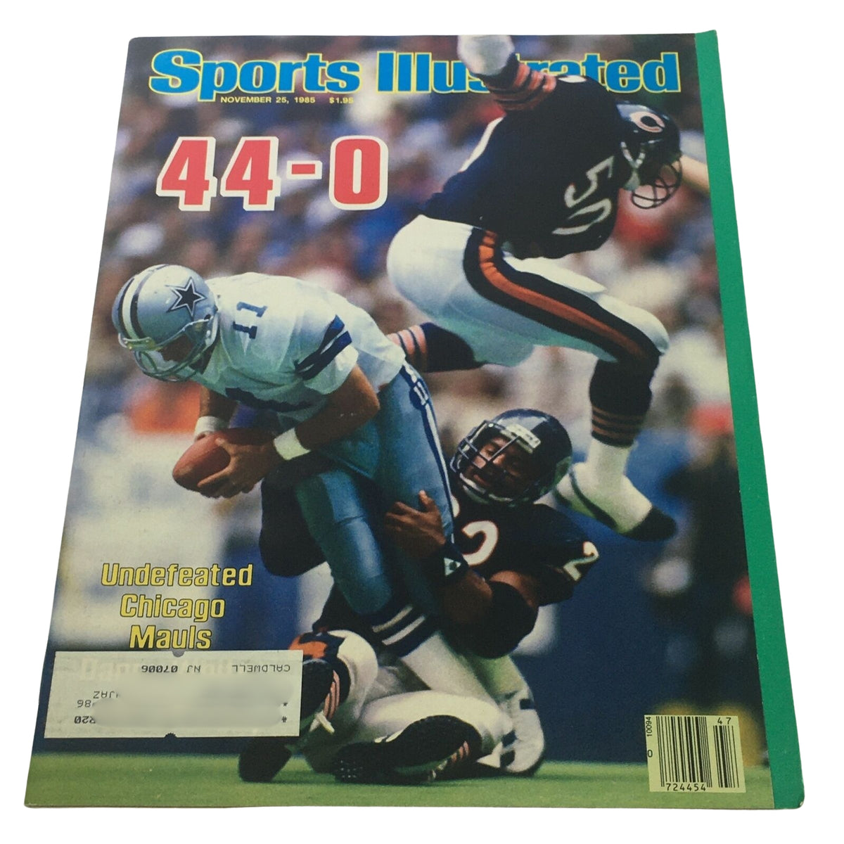 Lot of 5 1980s Sports Illustrated Magazine showcasing the Chicago Bears' dominant victory in a historic game, with the score of 44-0 against the Dallas Cowboys.