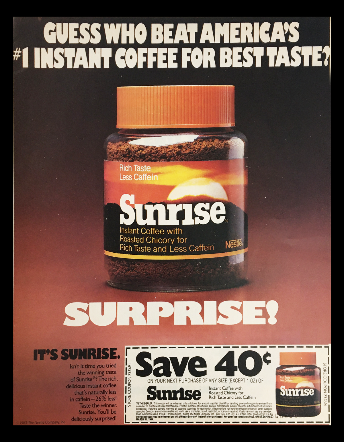 1984 Hood Apple and Grapefruit Juice Circular Coupon Advertisement showing an array of vibrant juice products with the label design, highlighting the original ad's charm and vintage appeal.