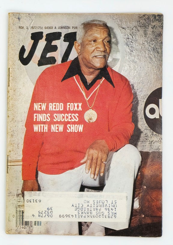 Cover of VTG Jet Magazine from November 3, 1977 featuring Redd Foxx, highlighting his success with a new show, showcasing the cultural essence of the era.