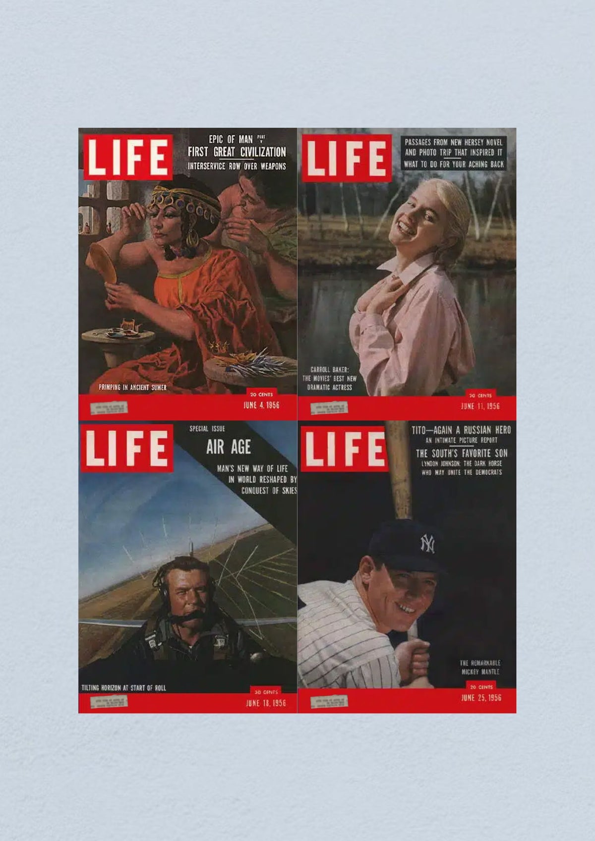 Life Magazine Lot of 4 Full Month June 1956, featuring covers dated June 4, 11, 18, and 25 showcasing significant Civil Rights Era events.