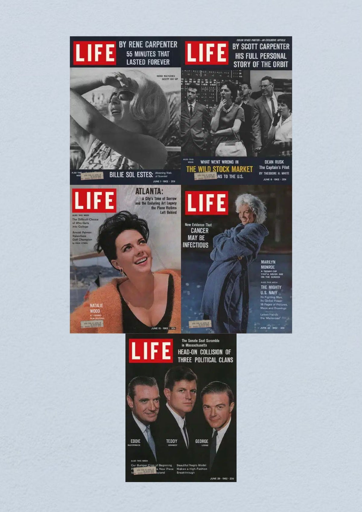 Life Magazine Lot of 5 Full Month June 1962, closing edition for June 29 discussing significant political events.