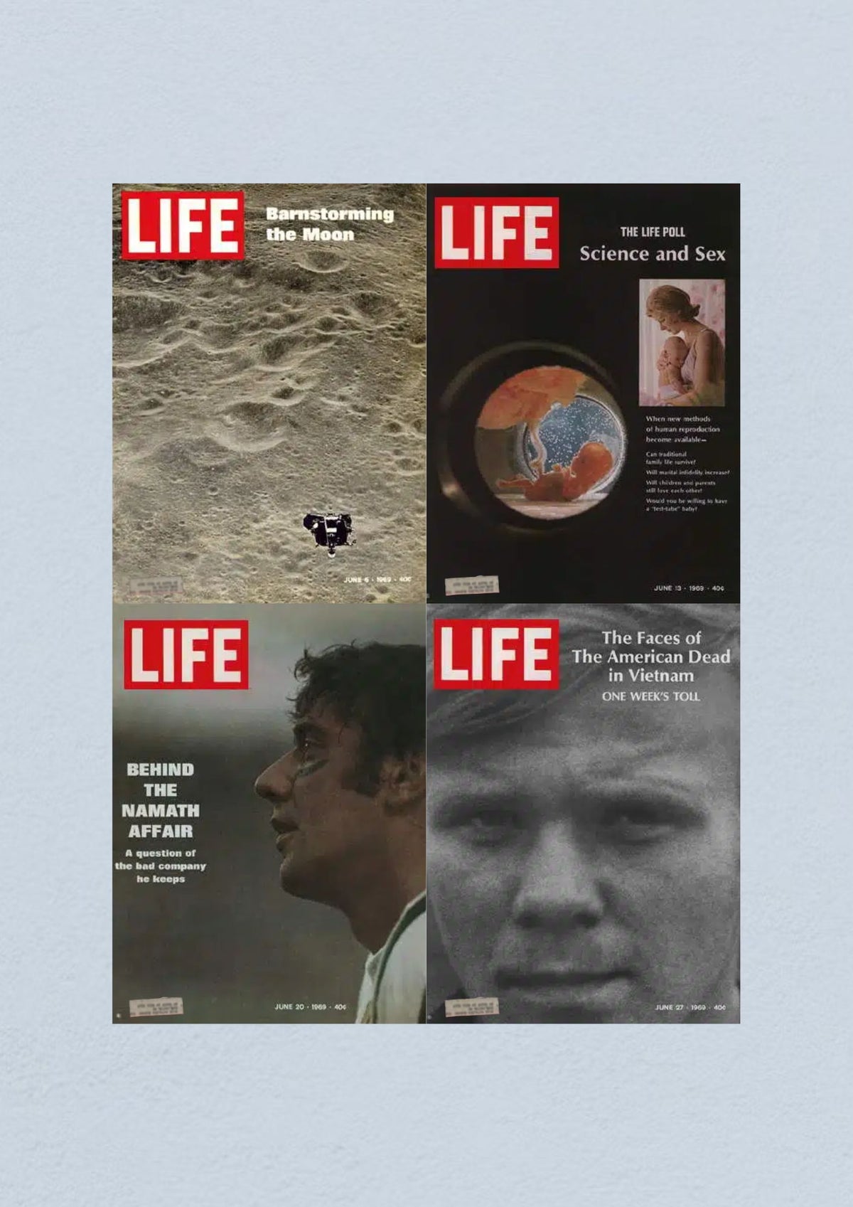Life Magazine June 27, 1969 Cover featuring The Faces of The American Dead in Vietnam, a poignant depiction of war casualties.