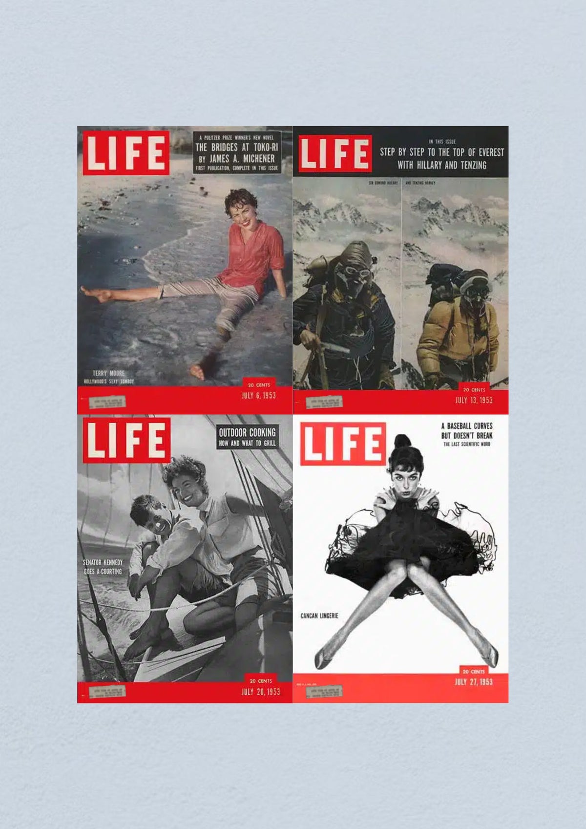 Life Magazine cover dated July 27, 1953 with a striking image promoting Cancan Lingerie, symbolizing fashion trends of the era.