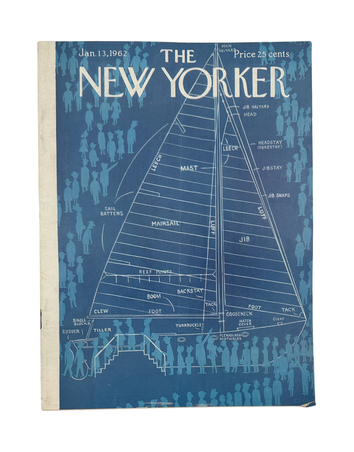The New Yorker Magazine January 13, 1962 Sailboat Diagram Charles Martin Cover