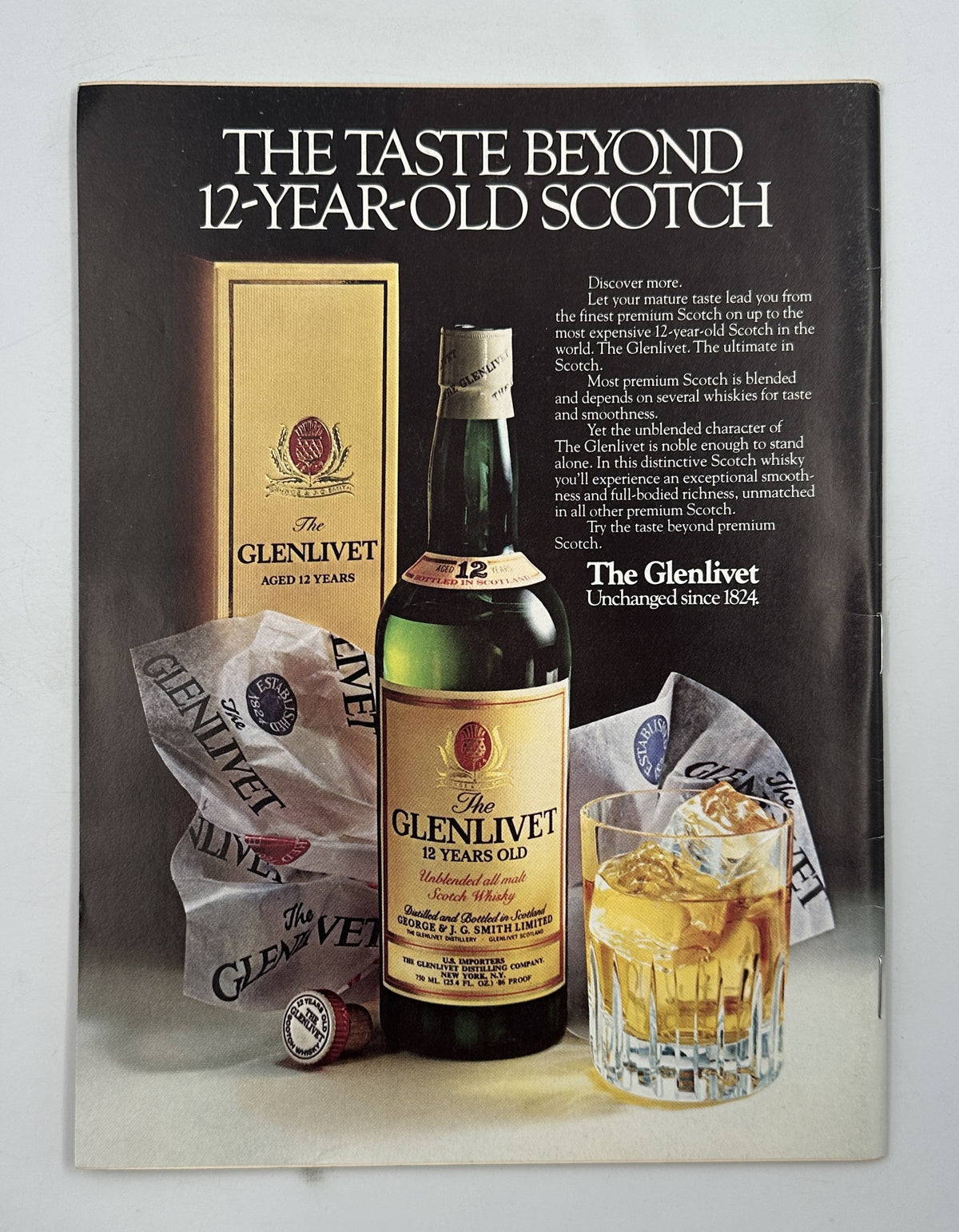 The New Yorker Magazine July 13, 1981 Floral Interior J. J. Sempé Cover VG, interior Glenlivet 12-year-old Scotch whisky advertisement with bottle, gift box, and glass.