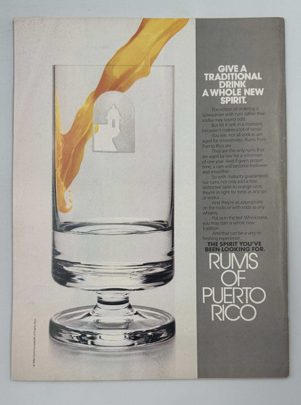 The New Yorker Magazine August 10, 1987 Cows Oak Tree Jenni Oliver Cover VG, interior page featuring a Rums of Puerto Rico advertisement with a glass of rum and orange garnish