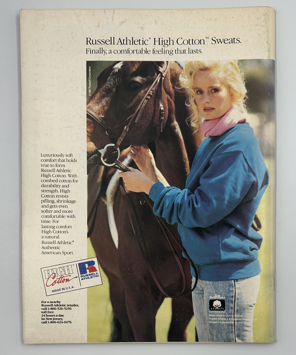 The New Yorker Magazine December 14, 1987 Toy Workshop Train William Steig Cover VG interior Russell Athletic High Cotton sweatshirt advertisement featuring a woman with a horse