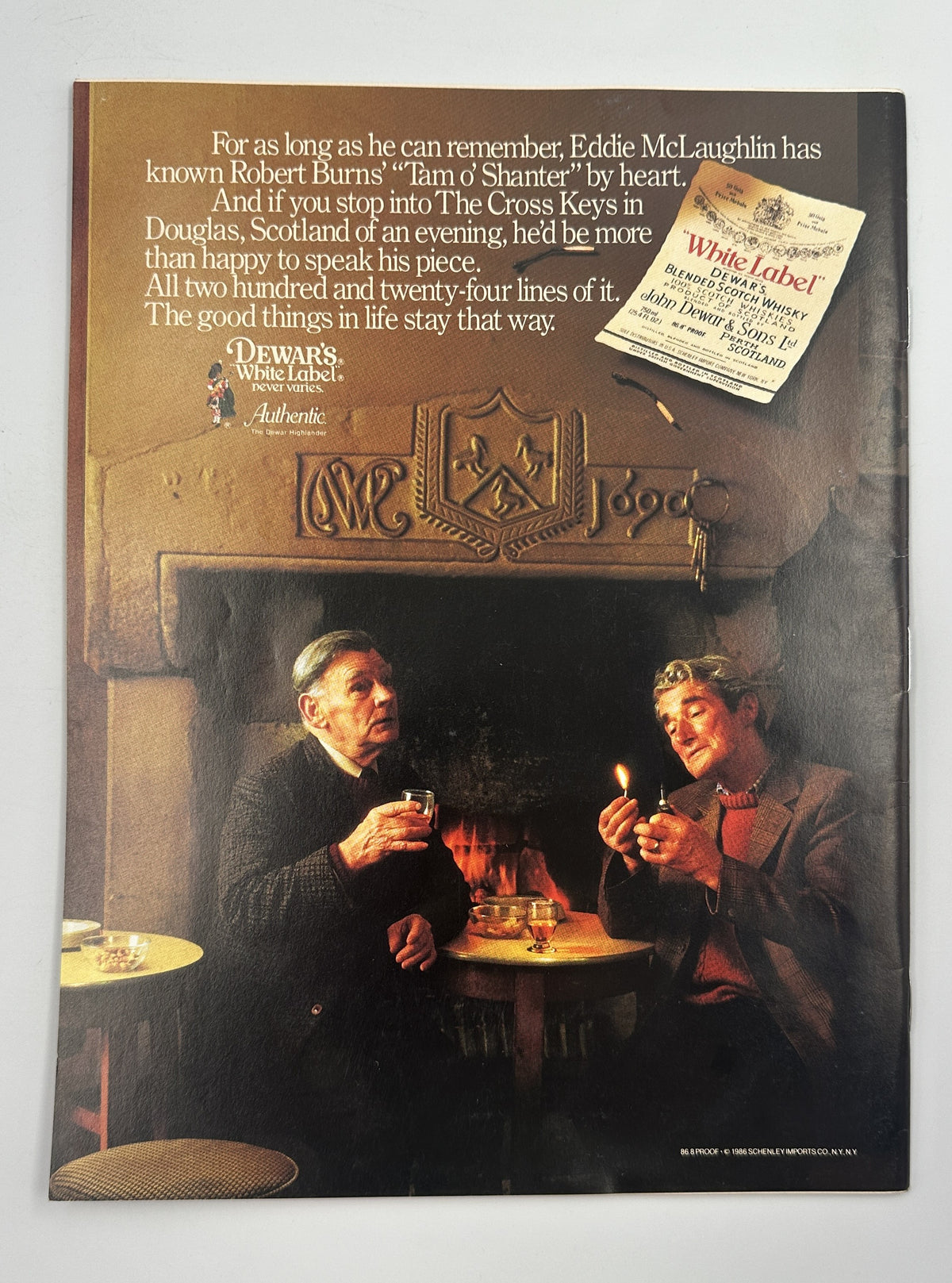 The New Yorker Magazine August 18, 1986 Saltwater Taffy Shop Marisabina Russo Cover VG - vintage illustrated advertisement showing two men seated by a fireplace with drinks and a book