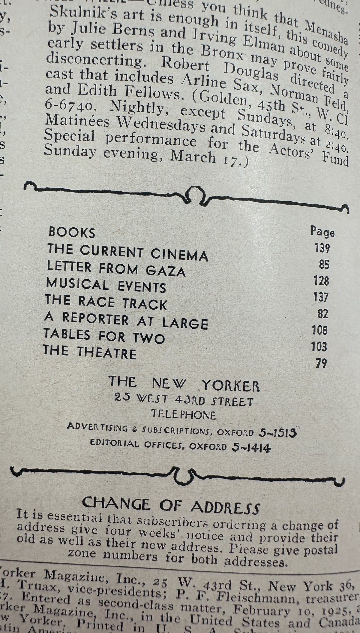 The New Yorker Magazine March 16, 1957 City Street Traffic Light Arthur Getz Cover VG