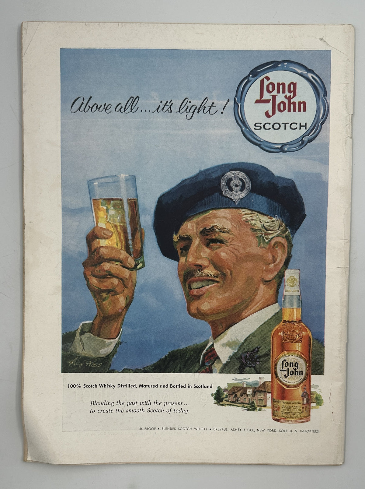 The New Yorker Magazine August 22, 1959 Golfer Graveyard Whitney Darrow, Jr. Cover vintage Long John Scotch advertisement featuring a man raising a glass and a bottle of whiskey
