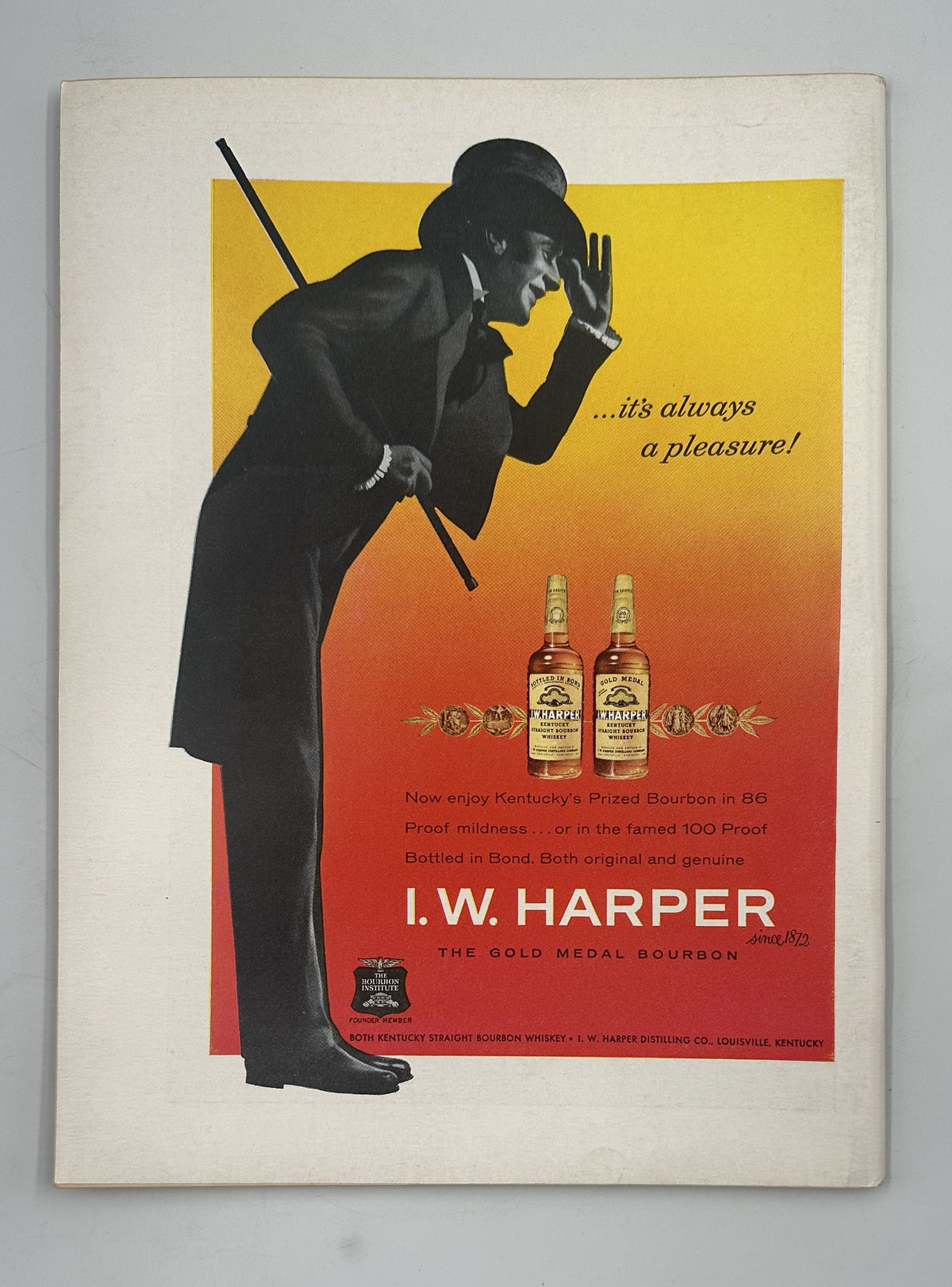 The New Yorker Magazine March 19, 1960 Winter Trees City Garrett Price Cover back cover featuring vintage I.W. Harper whiskey advertisement with silhouetted man