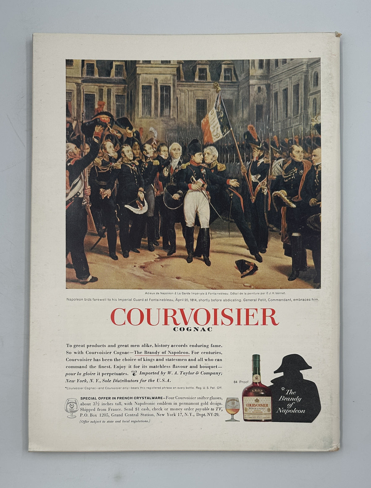 The New Yorker Magazine October 13, 1962 Football Players Rain Perry Barlow Cover, interior Courvoisier cognac advertisement featuring Napoleon Bonaparte and a historical battle scene.