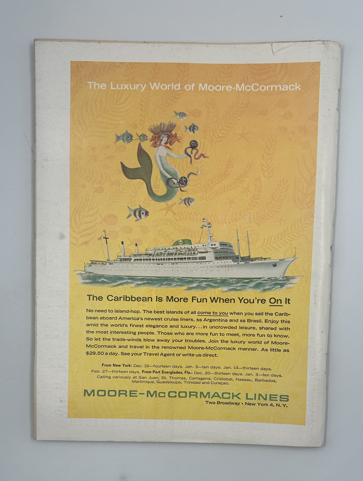 The New Yorker Magazine September 14, 1963 Children Road James Stevenson Cover, vintage back cover advertisement for Moore-McCormack Lines Caribbean cruise travel.