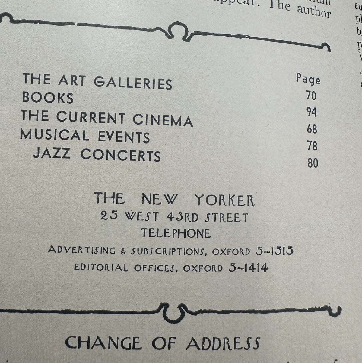 The New Yorker Magazine January 5, 1963 Snow Playground James Stevenson Cover VG table of contents page listing art galleries, books, current cinema, musical events, and jazz concerts.