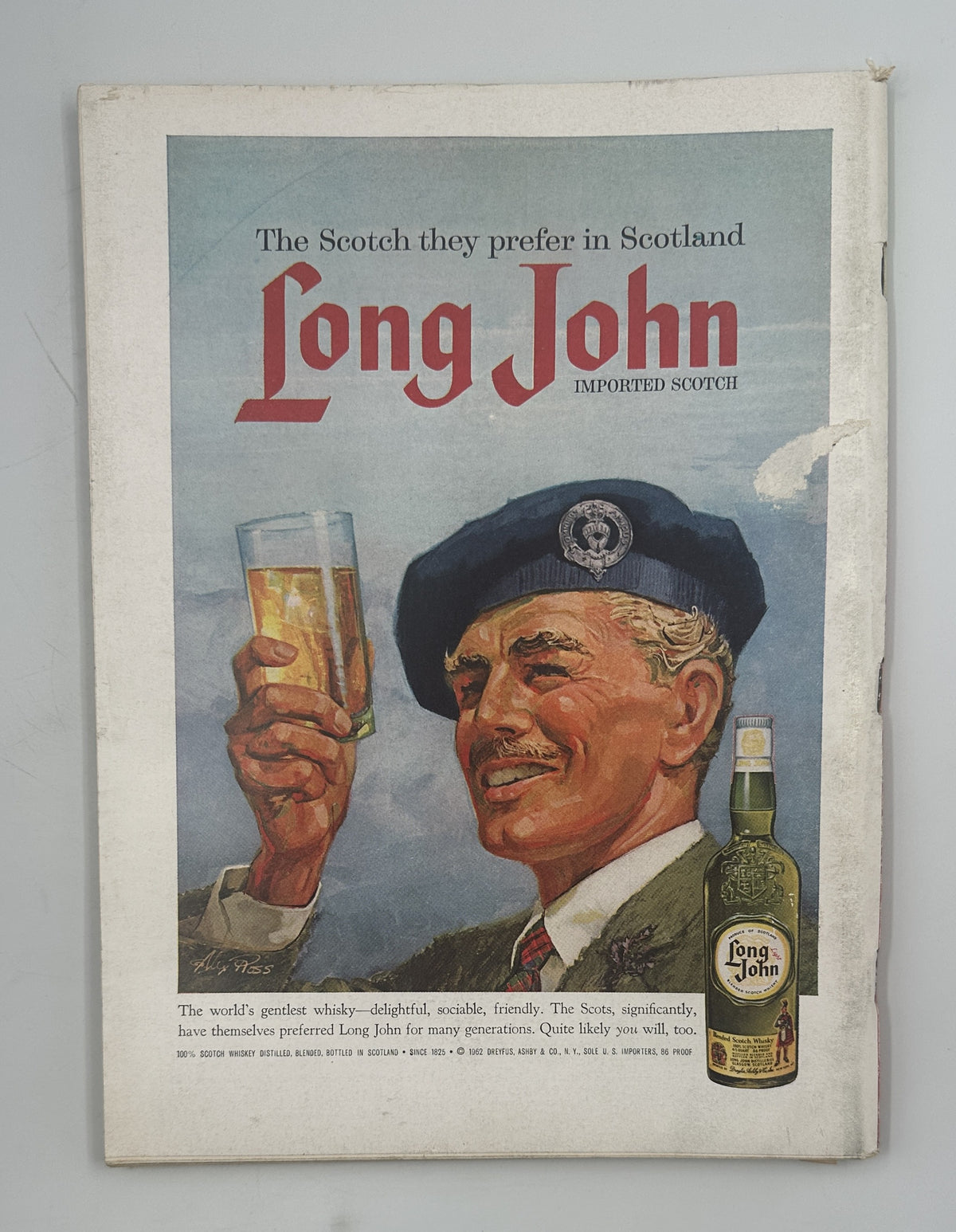 The New Yorker Magazine November 10, 1962 Apple Market Garrett Price Cover VG featuring a vintage Long John Scotch whisky advertisement with an illustrated man raising a glass and a bottle of Long John whisky