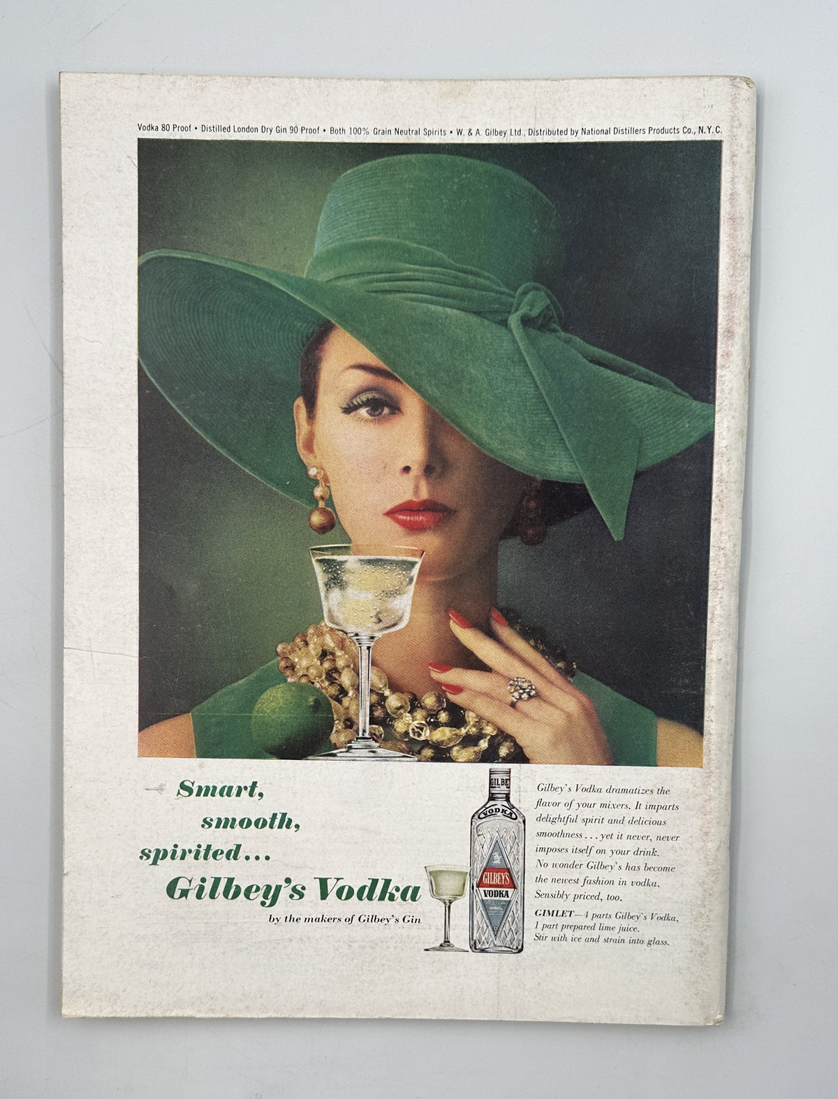 The New Yorker Magazine November 14, 1964 City Flags Building Arthur Getz Cover VG, vintage Gilbey's Vodka advertisement featuring an elegant woman in a green hat.