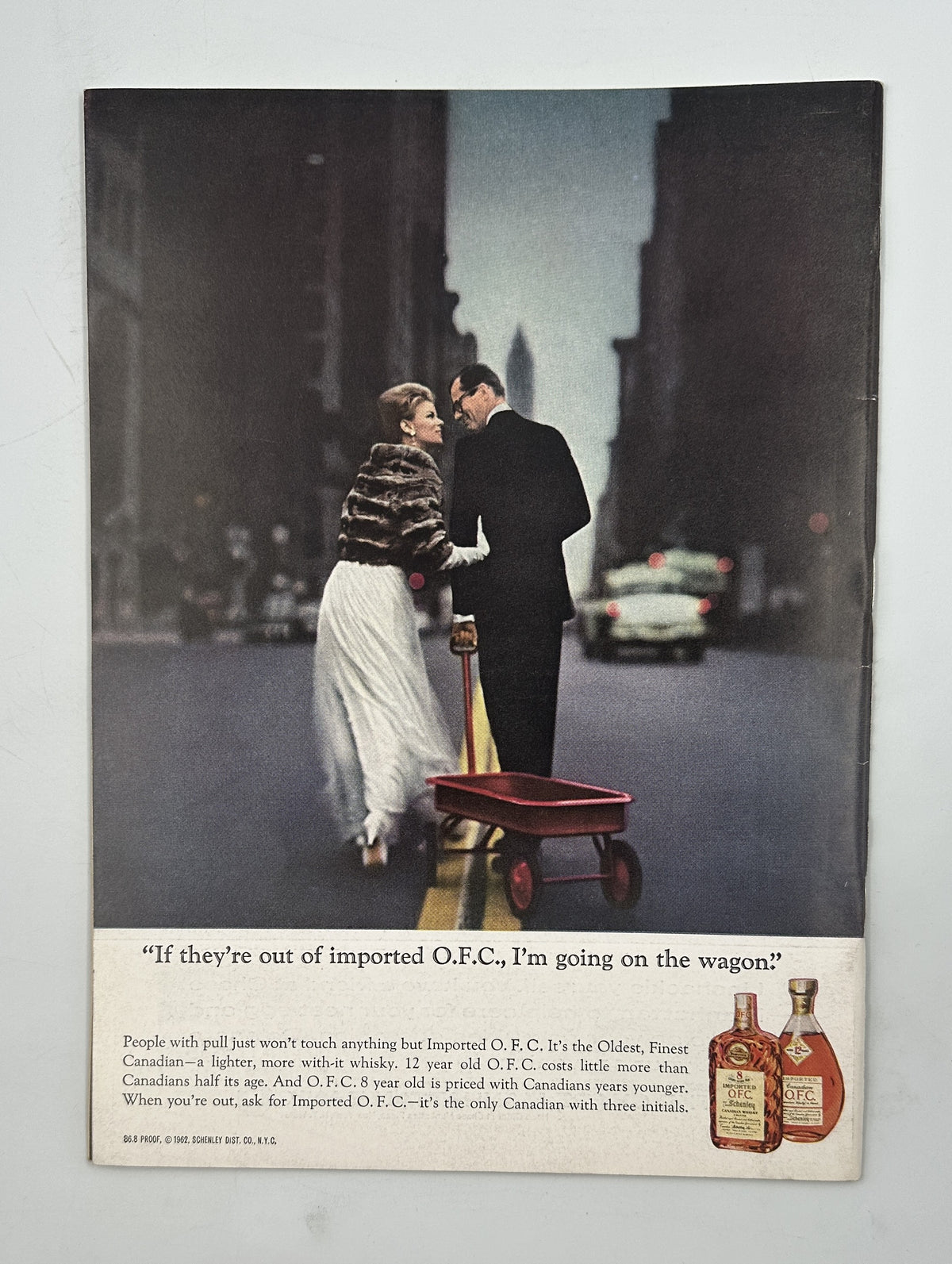 The New Yorker Magazine July 4, 1964 Patriotic Fourth of July Saul Steinberg Cover VG, featuring a vintage liquor advertisement with a couple walking beside a red wagon on a city street.