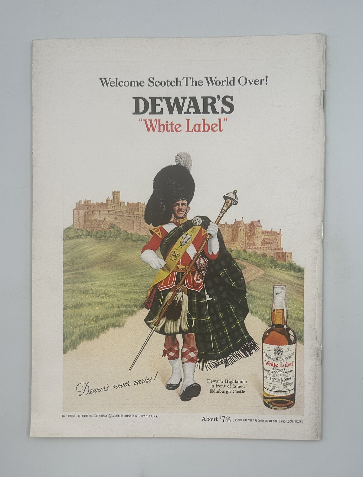 The New Yorker Magazine August 26, 1967 Whimsical Tree Art Saul Steinberg Cover VG, featuring a vintage Dewar's White Label Scotch whisky advertisement with a Scottish bagpiper and castle.