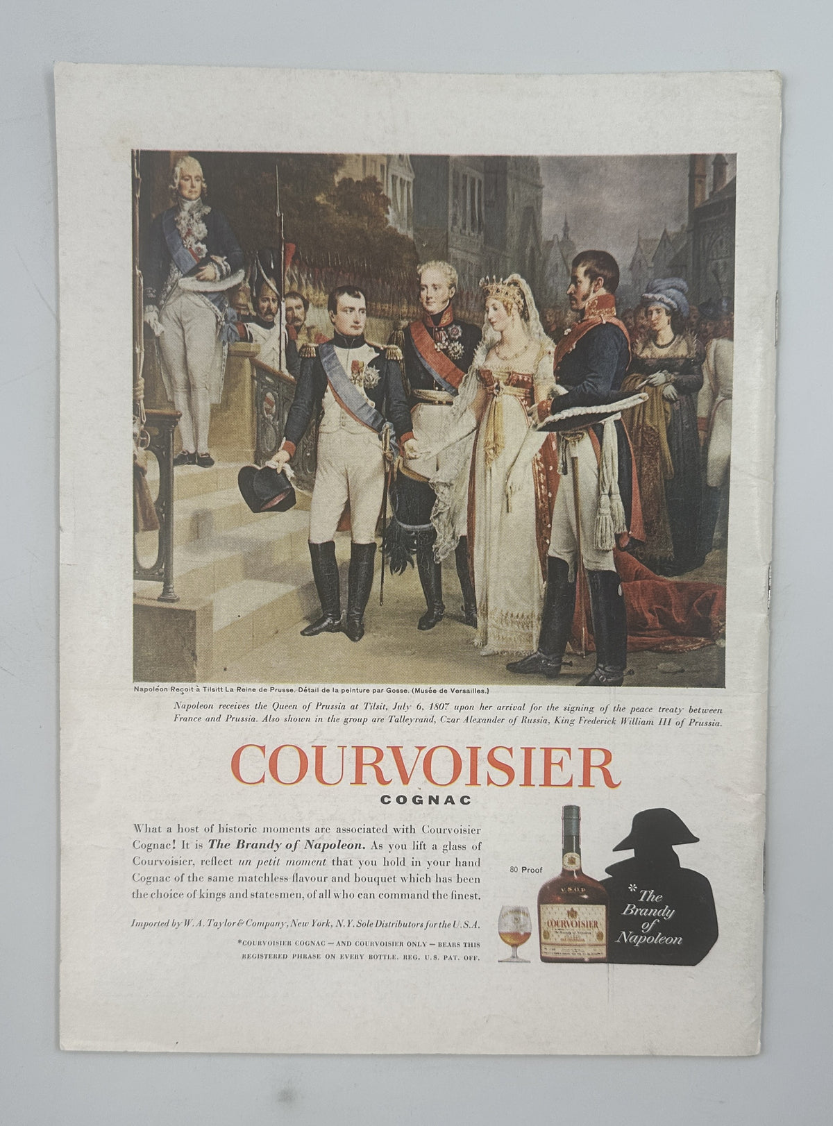 The New Yorker Magazine January 1, 1966 New Year Clock Confetti Abe Birnbaum Cover VG featuring a vintage Courvoisier Cognac advertisement with a historical wedding scene, bottle, glass, and silhouette illustration.