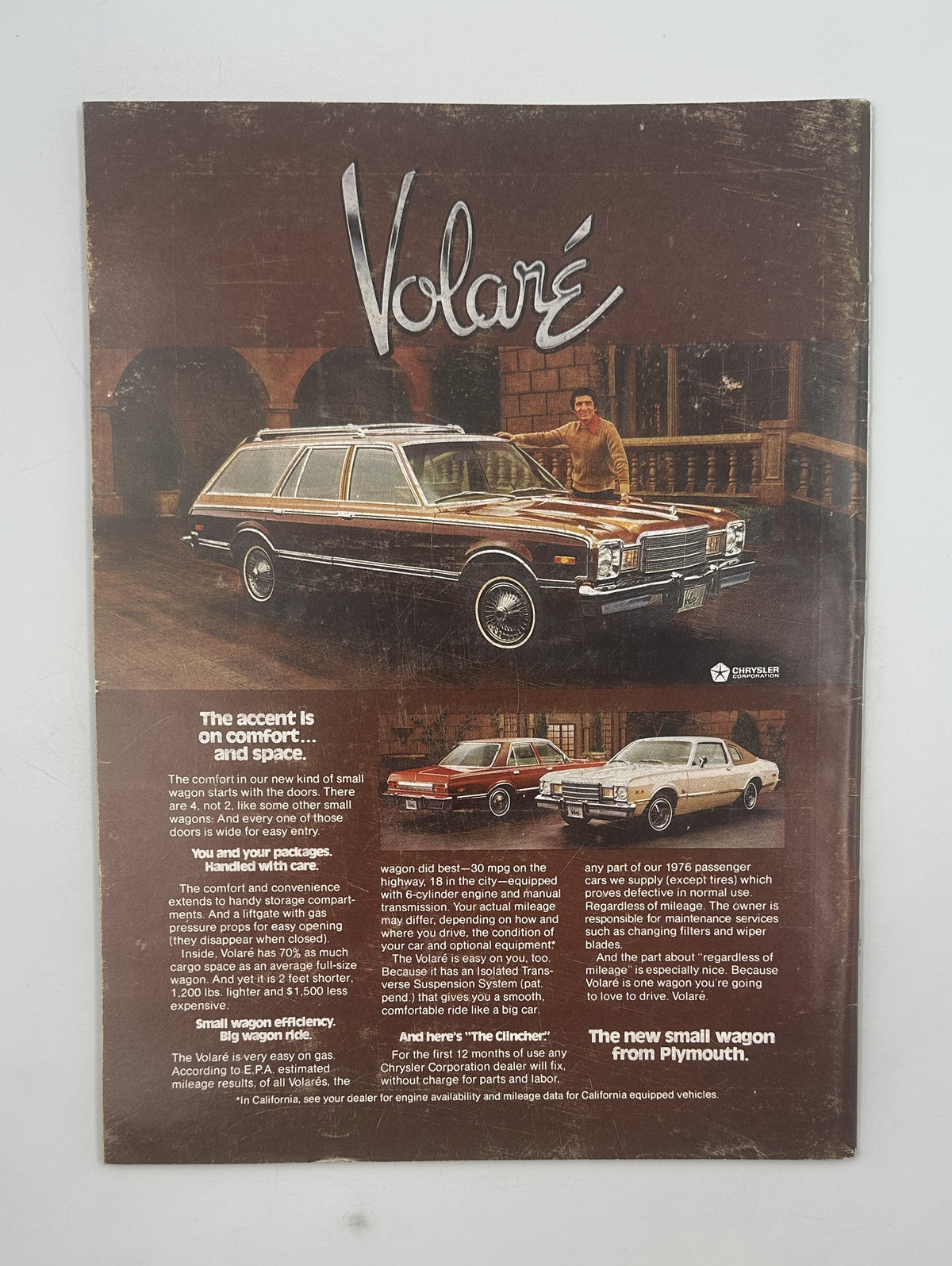 The New Yorker Magazine February 23, 1976 Top Hat Butterfly Rea Irvin Cover VG, featuring a vintage Volaré automobile advertisement with classic cars.