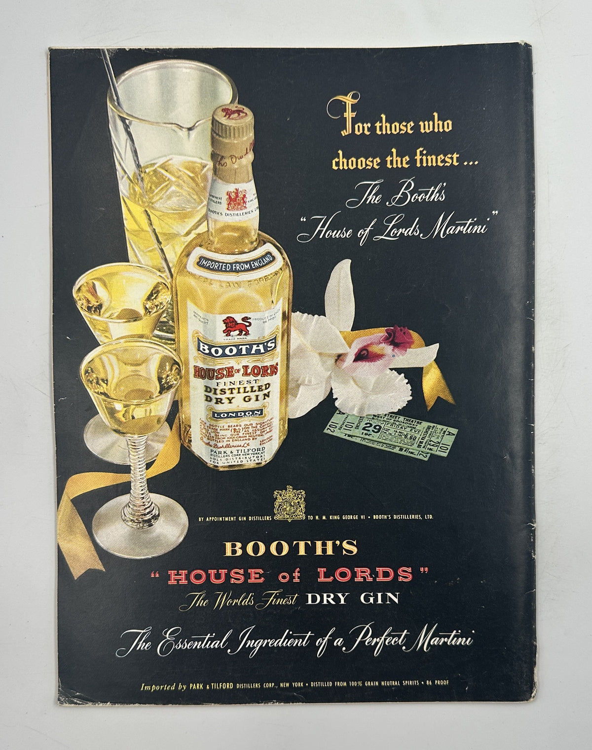The New Yorker Magazine February 2, 1952 Ski Jump Abe Birnbaum Cover shown with a vintage Booth's House of Lords dry gin advertisement