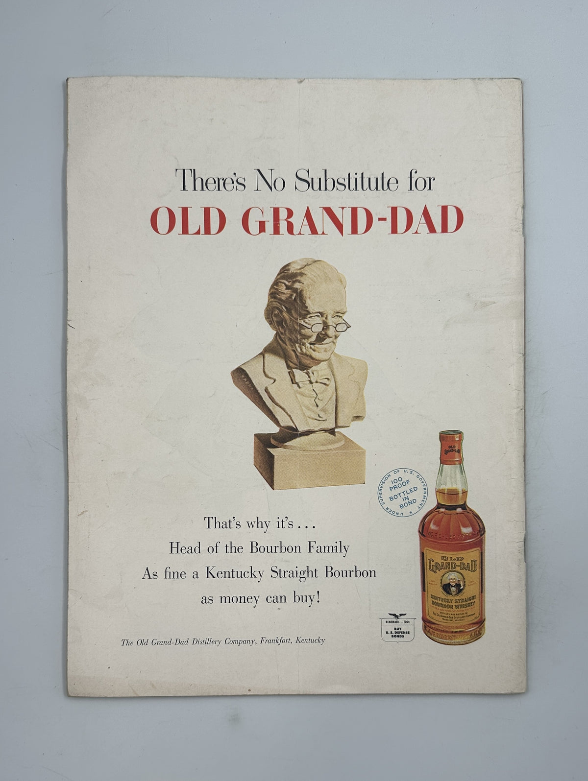 The New Yorker Magazine July 12, 1952 Conductor Peter Arno Cover featuring a vintage Old Grand-Dad bourbon whiskey advertisement with a portrait bust and bourbon bottle