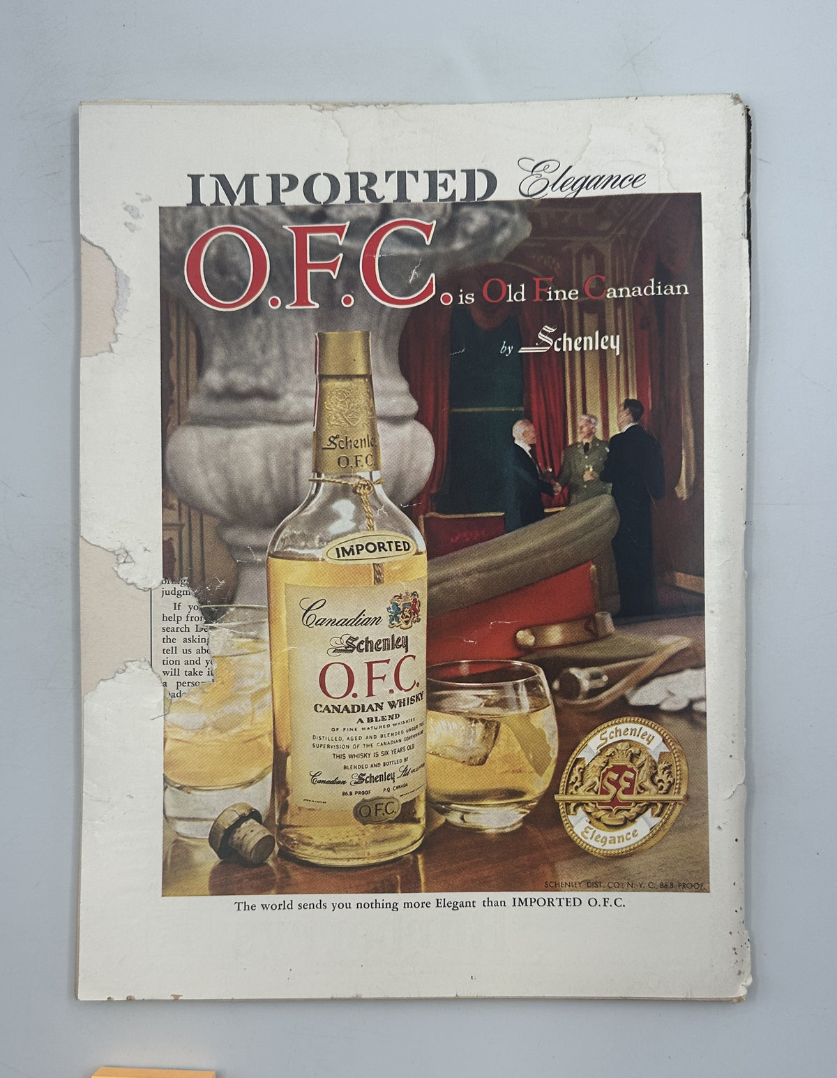 The New Yorker Magazine November 2, 1957 Halloween Abe Birnbaum Cover featuring a full-page Imported O.F.C. Old Fine Canadian whisky advertisement by Schenley.