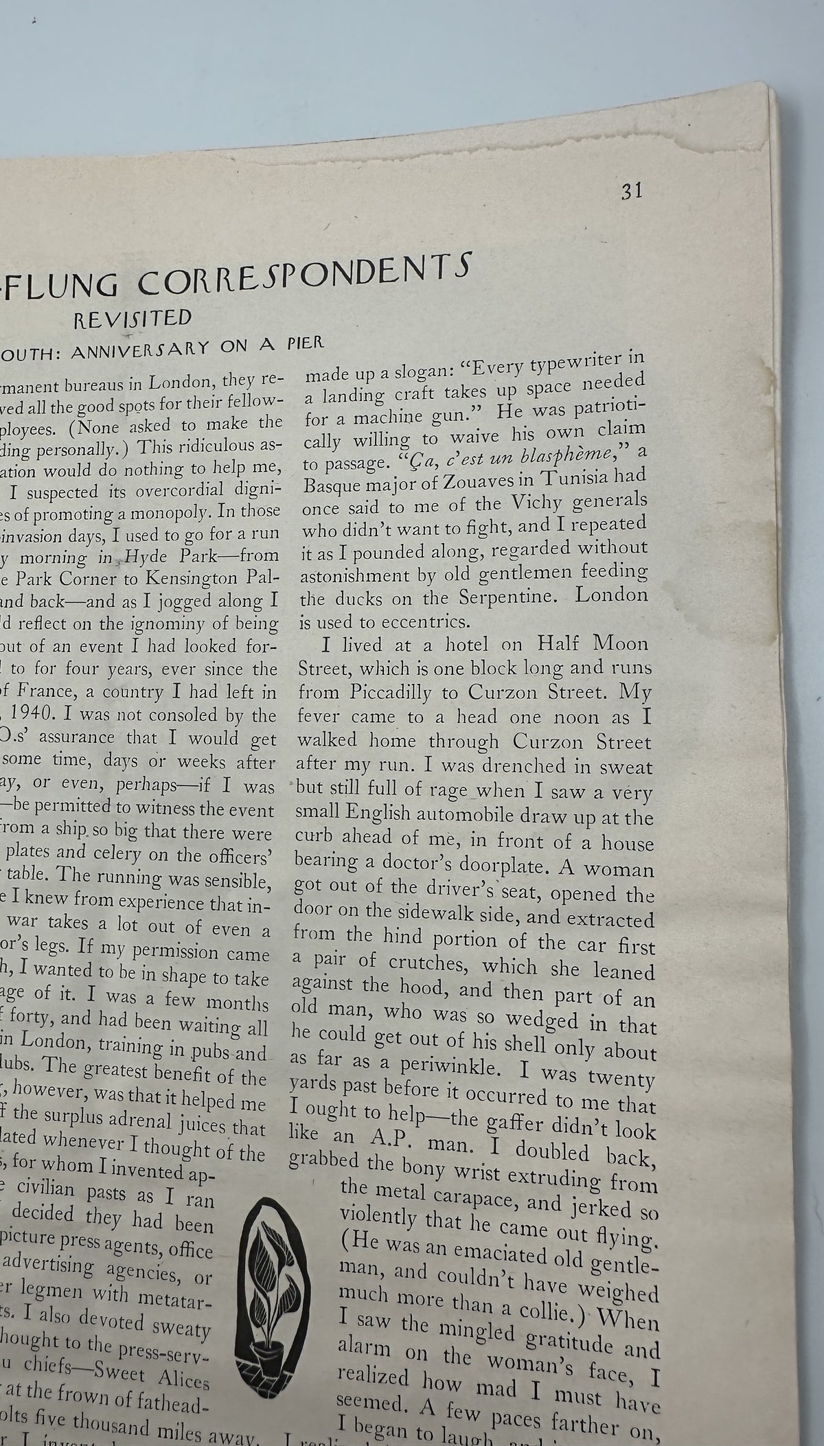 The New Yorker Magazine July 23, 1955 Picnic Music Score Ilonka Karasz Cover, open to an interior correspondence page with vintage printed text and illustrations.