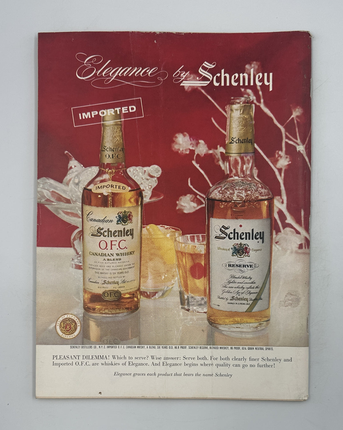The New Yorker Magazine May 11, 1957 Horse Show Ilonka Karasz Cover, featuring a vintage Schenley imported whiskey advertisement with bottles and cocktails.