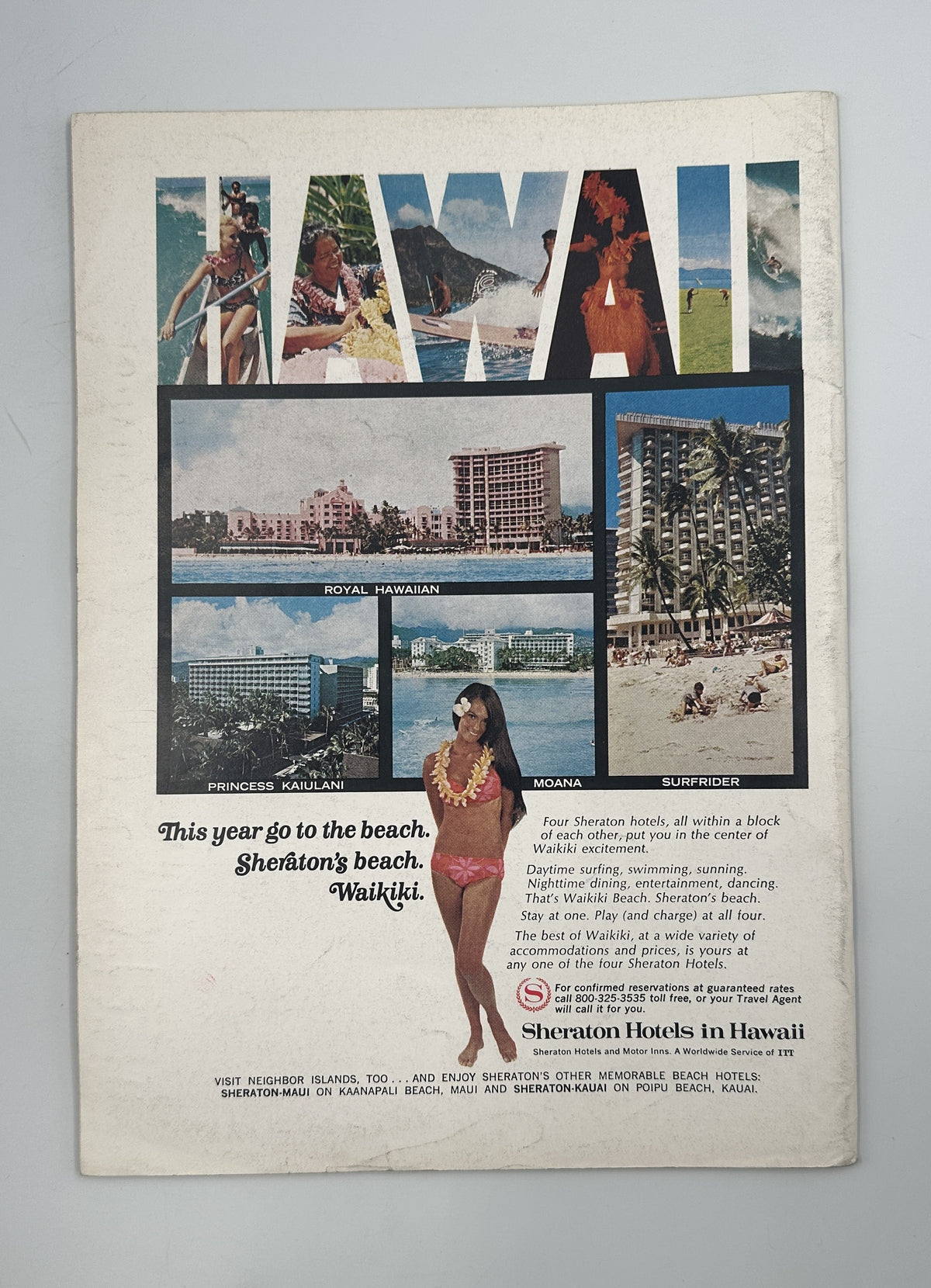 The New Yorker Magazine July 11, 1970 Ilonka Karasz Seaside Door Ilonka Karasz Cover, back cover featuring a vintage Sheraton Hotels in Hawaii travel advertisement with beach and resort photographs.