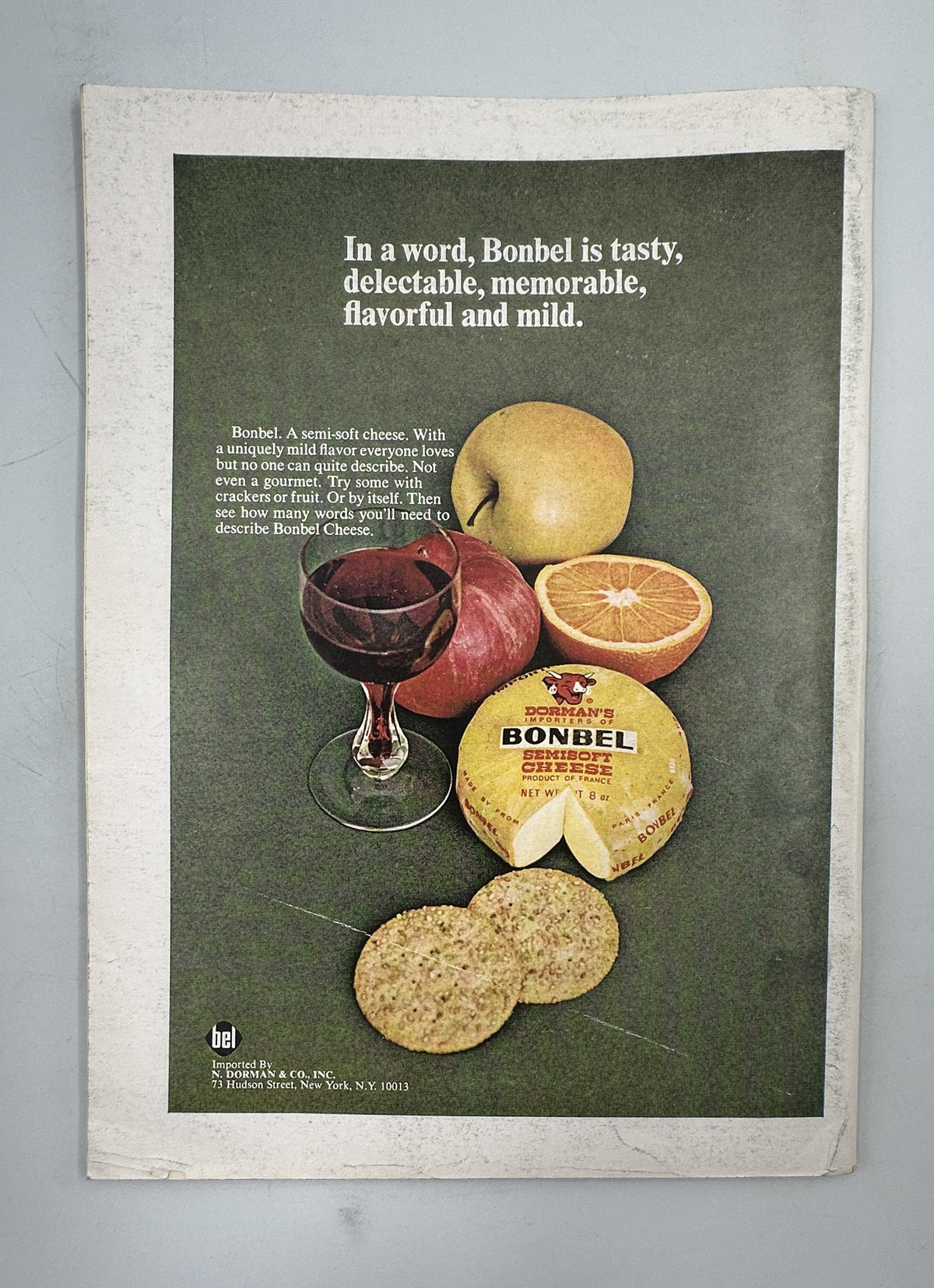 The New Yorker Magazine May 16, 1970 Abstract Faces André François Cover interior Bonbel cheese vintage advertisement featuring fruit, wine, cheese, and crackers