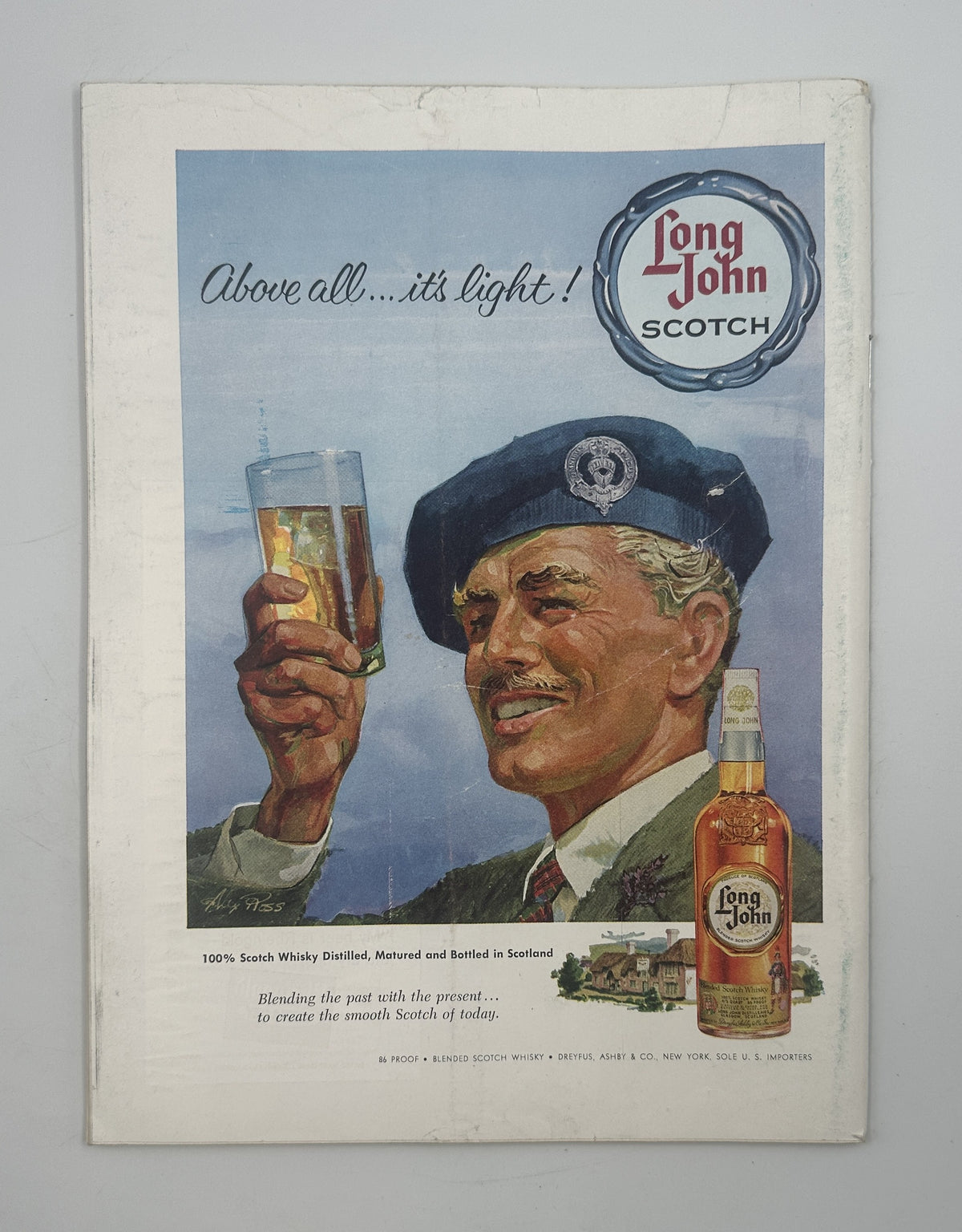 The New Yorker Magazine January 20, 1962 Ballet Dancers Stage Arthur Getz Cover, vintage Long John Scotch advertisement featuring a uniformed man raising a glass beside a whisky bottle.