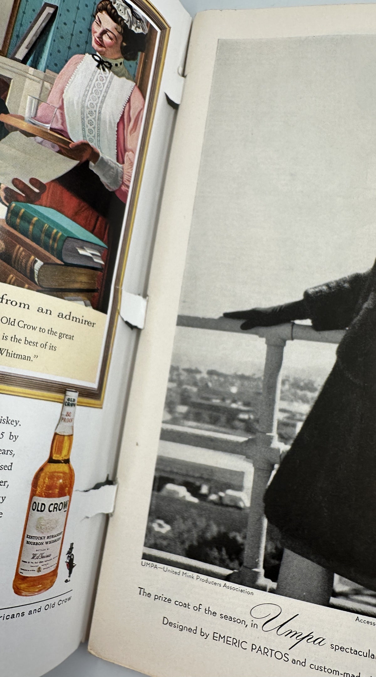 The New Yorker Magazine November 3, 1962 Voting Booth Arthur Getz Cover interior spread featuring a vintage liquor advertisement and black-and-white city view photograph