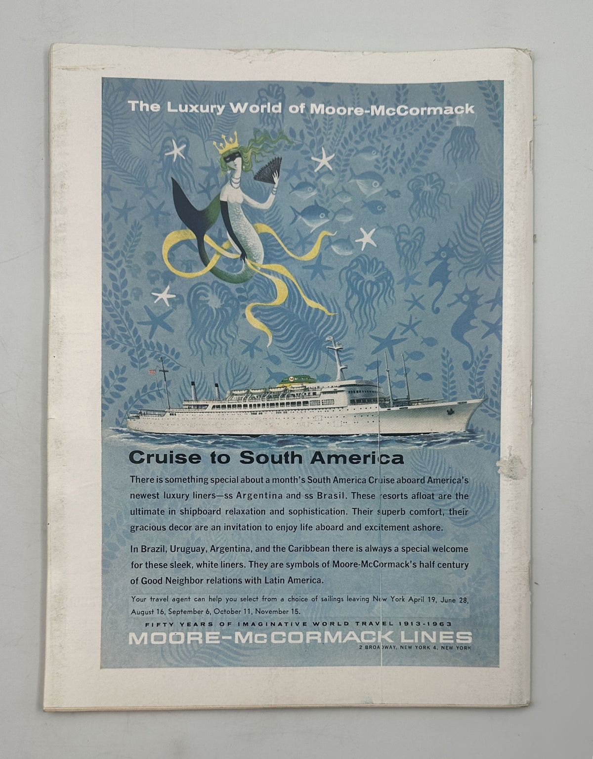The New Yorker Magazine March 2, 1963 Ballet Dancers Backstage Susanne Suba Cover back cover featuring a Moore-McCormack Lines cruise to South America advertisement.