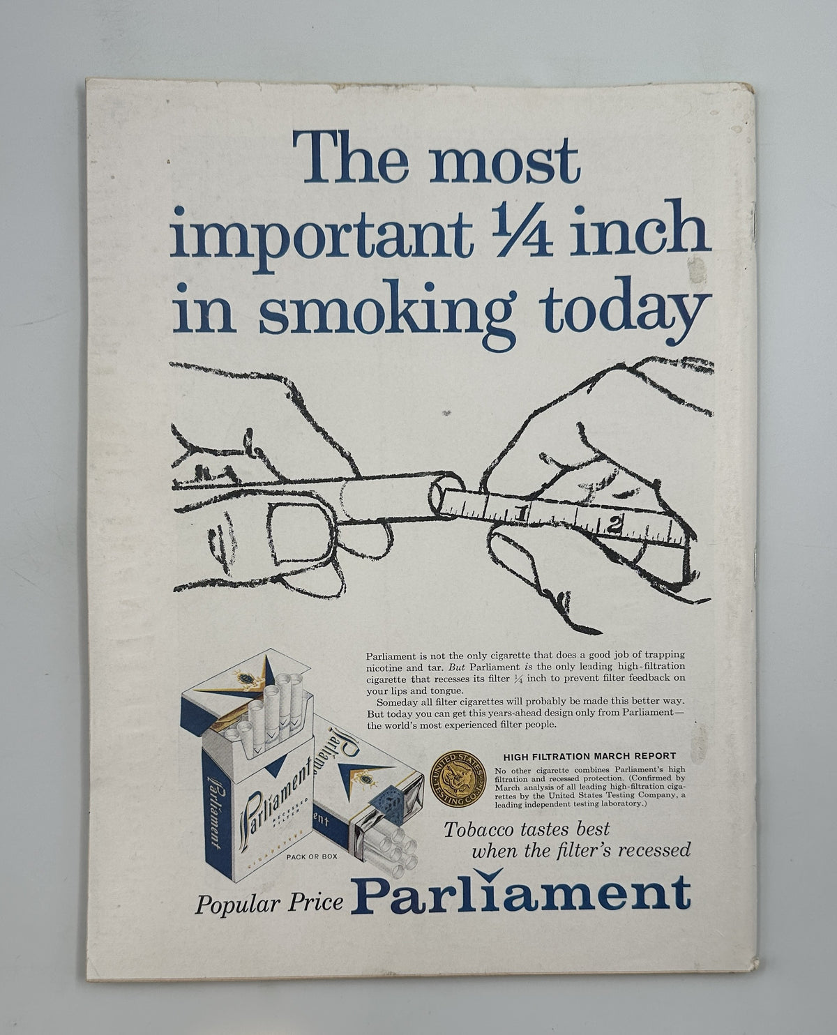 The New Yorker Magazine March 28, 1959 Easter Egg Climber Charles Addams Cover vintage Parliament tobacco advertisement featuring a hand rolling a cigarette.