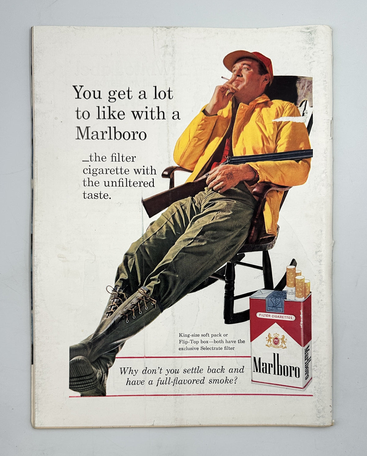 The New Yorker Magazine January 28, 1961 Opera House Interior Saul Steinberg Cover, back cover featuring a vintage Marlboro cigarette advertisement with a seated man in a yellow jacket and red cap.