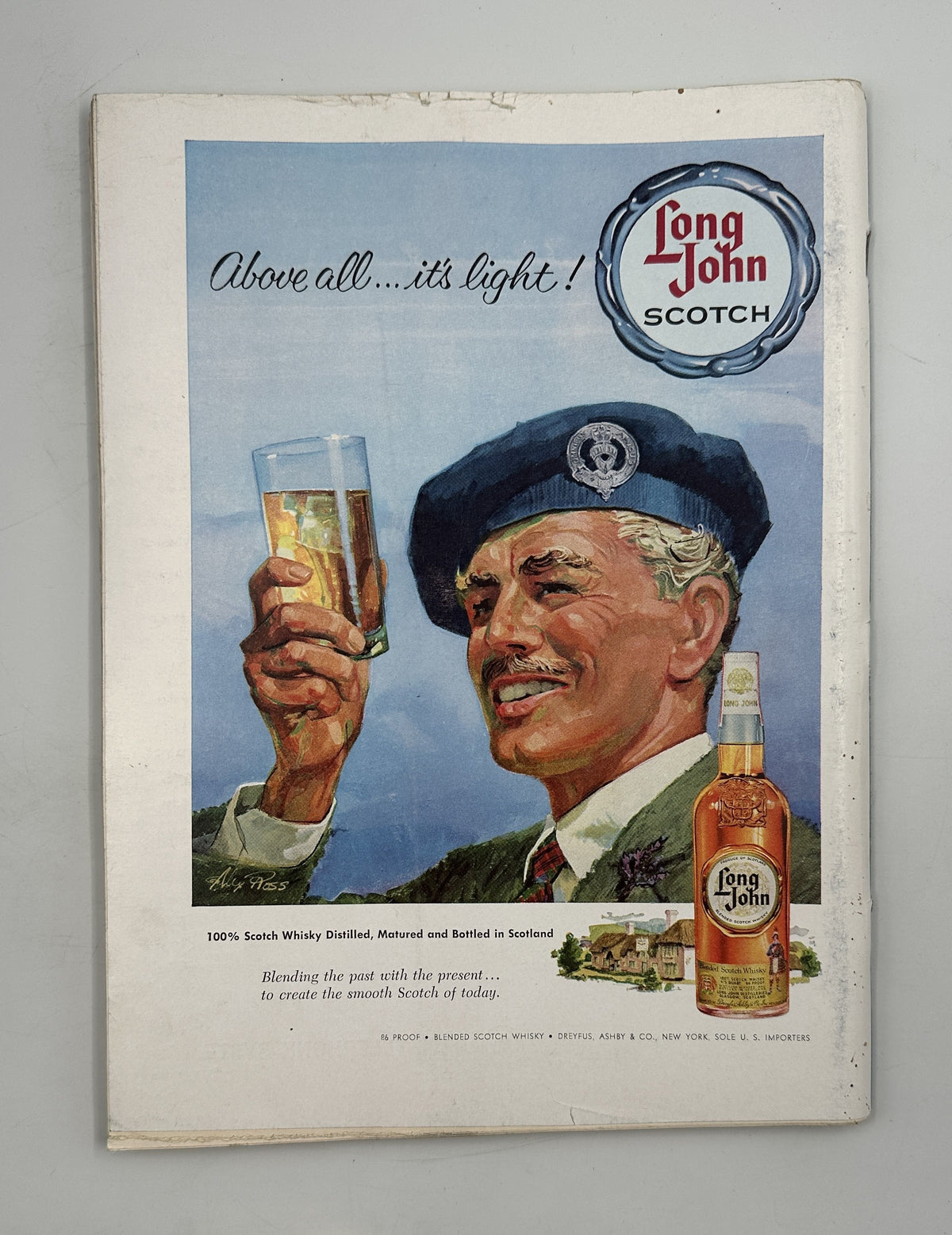 The New Yorker Magazine November 25, 1961 Turkeys in Snowy Harbor Frank Modell Cover, interior vintage advertisement for Long John Scotch whisky.