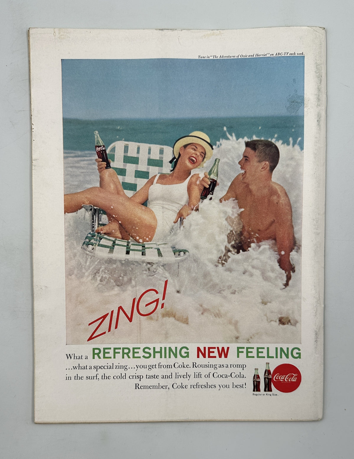 The New Yorker Magazine June 24, 1961 Girl Lily Flower William Steig Cover, featuring a vintage Coca-Cola advertisement with a smiling woman and man enjoying refreshments in a swimming pool.